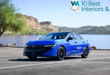 2026 Nissan Sentra Wins Wards 10 Best Interiors & UX, Praised for Premium Features at $22,600 Blue 2026 Nissan Sentra sedan parked by a scenic lakeside with mountains and desert landscape in the background under clear…