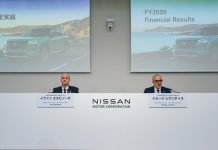 Nissan Reports $380 Million Operating Profit for Fiscal 2025 After 3.15 Million Unit Sales Nissan executives present FY2025 financial results at press conference with Nissan Motor Corporation branding and coastal SU…
