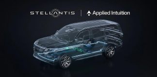Stellantis Expands Applied Intuition Partnership to Build STLA Brain Software Platform Stellantis STLA Brain software platform showcased through transparent 3D visualization of vehicle architecture with digital…